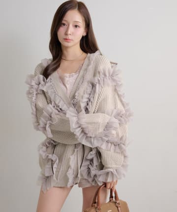 Seemi.by NICE CLAUP(シーミーバイナイスクラップ) チュールガウンカーディガン