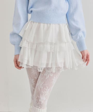 OLIVE des OLIVE(オリーブ デ オリーブ) エアリーラッフルティアードミニスカート