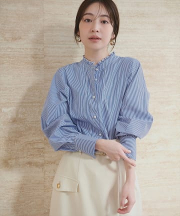 natural couture(ナチュラルクチュール) プチハイフリルブラウス