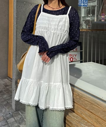 CIAOPANIC(チャオパニック) レーステープコットンチュニックキャミワンピース