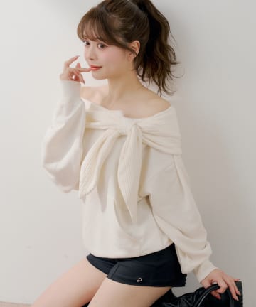 Chico(チコ) オフショルリボンスウェット