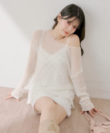 Chico(チコ) 花柄キャミワンピース+ルーズニットセット