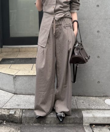 RAY CASSIN(レイカズン) 【SET UPで着られる！】ウエストレイヤードイージーチェックパンツ