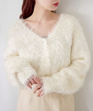 OUTLET(アウトレット) 【Kastane】グロスシャギーカーディガン