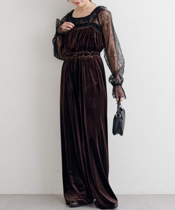 OUTLET(アウトレット) 【Kastane】 レーストップスSETベロアコンビネゾン