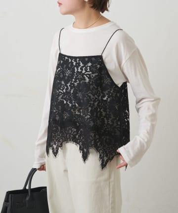 PUAL CE CIN(ピュアルセシン) フラワーモチーフレースキャミ