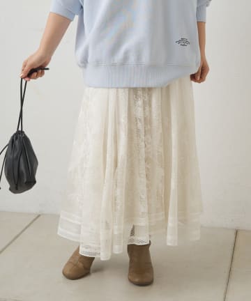 PUAL CE CIN(ピュアルセシン) 【手洗い可能】成形レース スカート