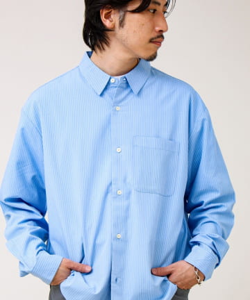 FREDY & GLOSTER(フレディ アンド グロスター) 【ストライプ/無地】レーヨン混 レギュラーカラーシャツ