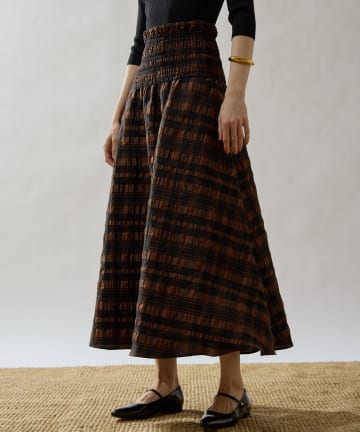 Whim Gazette(ウィム ガゼット) 【Drawing Numbers】チェックジャガードシャーリングスカート