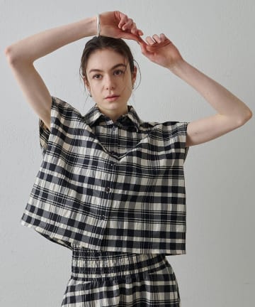 Whim Gazette(ウィム ガゼット) 【Drawing Numbers】チェックジャガードフレンチシャツ