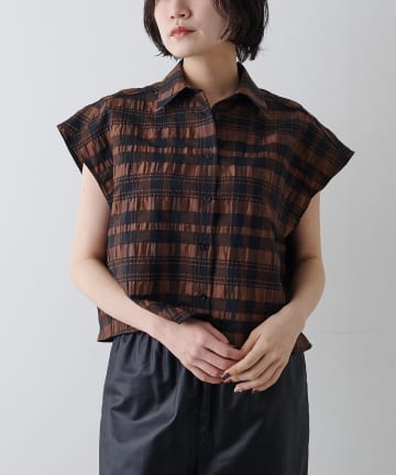 Whim Gazette(ウィム ガゼット) 【Drawing Numbers】チェックジャガードフレンチシャツ