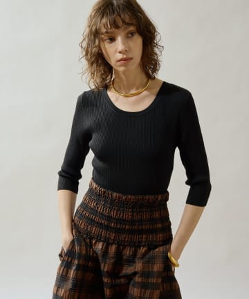 Whim Gazette(ウィム ガゼット) 【Drawing Numbers】リブハーフスリーブニット