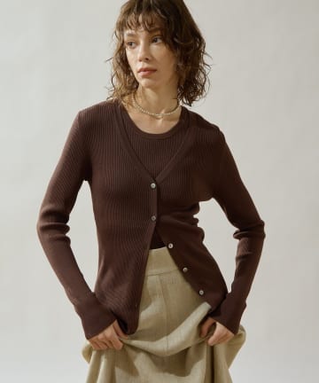 Whim Gazette(ウィム ガゼット) 【Drawing Numbers】リブVネックカーディガン