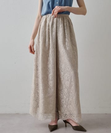 Whim Gazette(ウィム ガゼット) 【Drawing Numbers】リネンリバーレースワイドキュロットパンツ