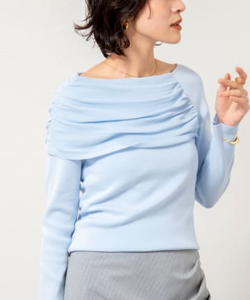 NOLLEY'S(ノーリーズ) 《手洗い可能》イレギュラーネックオフショルプルオーバー