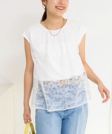 NOLLEY'S(ノーリーズ) ウォッシャブルレースレイヤードブラウス