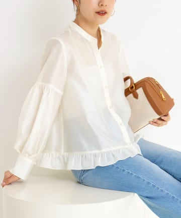 NOLLEY'S(ノーリーズ) ウォッシャブルシアー裾フリルブラウス