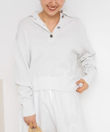 NOLLEY'S(ノーリーズ) 《手洗い可能》ギマコットンポロ襟プルオーバー