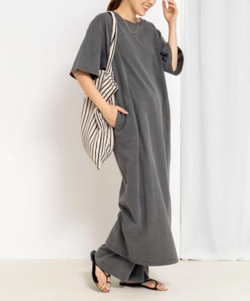 NOLLEY'S(ノーリーズ) ウォッシャブルピグメント加工カットソーマキシ丈ワンピース