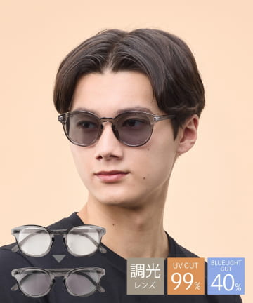 3COINS(スリーコインズ) スクエアプラボストン調光サングラス