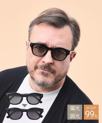 3COINS(スリーコインズ) フトフレーム偏光機能付調光サングラス