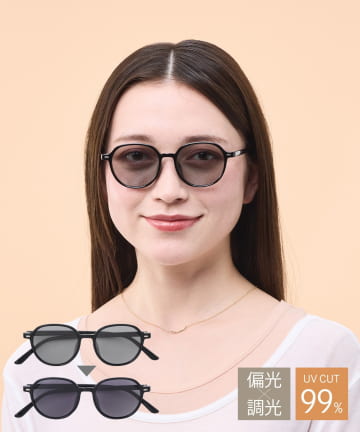 3COINS(スリーコインズ) オーバル偏光機能付調光サングラス