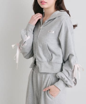 OLIVE des OLIVE(オリーブ デ オリーブ) 【WEB限定】袖レースアップジップパーカー