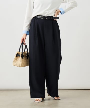 NOLLEY'S(ノーリーズ) 《セットアップ対応》ウォッシャブルストレッチツイルイージーワイドパンツ