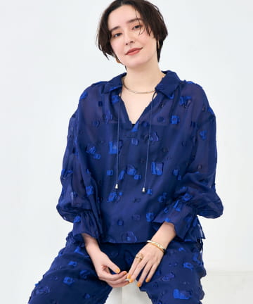 NOLLEY'S(ノーリーズ) 《セットアップ対応》【KIRYU】MIXフラワー柄ジャガードブラウス