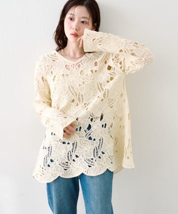 Kastane(カスタネ) 透かしあみレースミニワンピース