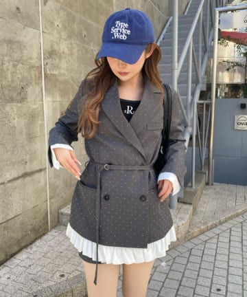 RAY CASSIN(レイカズン) 【SET UPで着られる！】フリルベルト付ジャケット