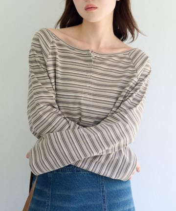 Kastane(カスタネ) 【2.15(日)0:00発売/ボーダー&無地】ラグランオフショルTEE