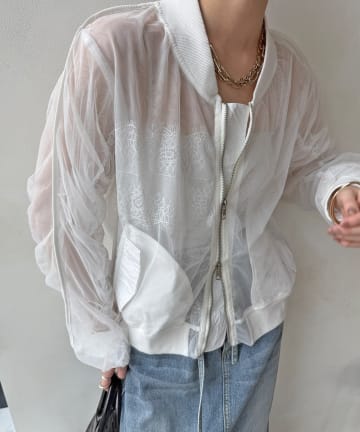 DOUDOU(ドゥドゥ) 【WEB限定】レースドッキングシアーブルゾン