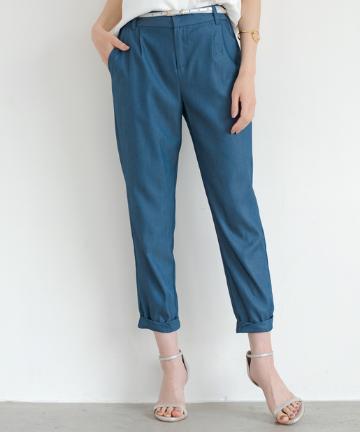 裾ねじりパンツ インディゴ