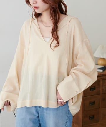 DISCOAT(ディスコート) 【WEB限定】シアーコットンボイルフーディー