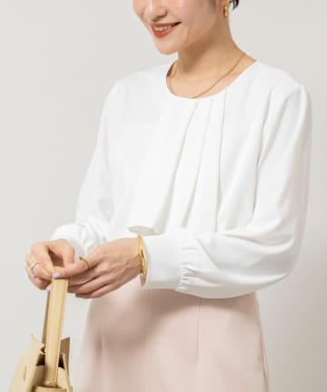 NOLLEY'S(ノーリーズ) ウォッシャブルファンクショナルジョーゼットプリントタックフレアーブラウス