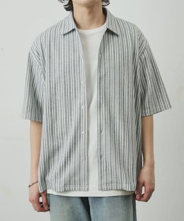 COLONY 2139(コロニー トゥーワンスリーナイン) ストライプジャガード半袖シャツ