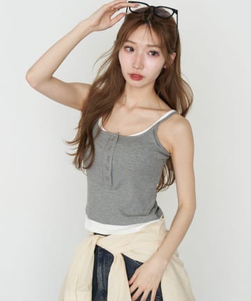 RAY CASSIN(レイカズン) パット付レイヤードヘンリーキャミ