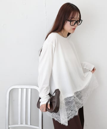 COLONY 2139(コロニー トゥーワンスリーナイン) 裾レースイレヘムTシャツ