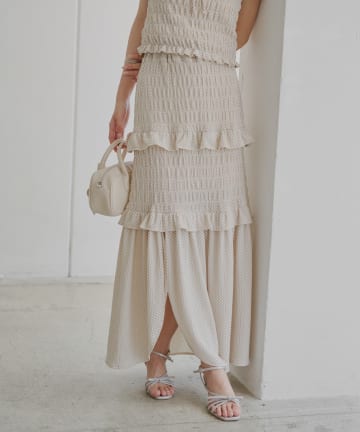 OUTLET(アウトレット) 【Chico】ギンガムフリルデザインシャーリングスカート