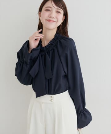 natural couture(ナチュラルクチュール) ２WAYリボン衿ブラウス