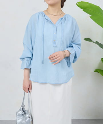 Jena　espace merveilleux(ジェナ　エスパスメルヴェイユ) シアーデニムコットンブラウス