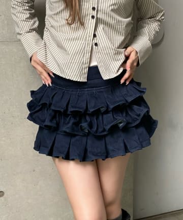 RAY CASSIN(レイカズン) ベルト付ティアードスカート