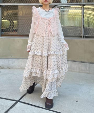 w closet(ダブルクローゼット) 花柄ティアードキャミワンピース