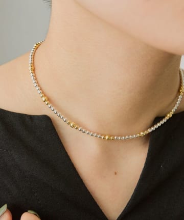 ear PAPILLONNER(イア パピヨネ) 《スターリングシルバー使用》縞々ナバホパール3×35ネックレス