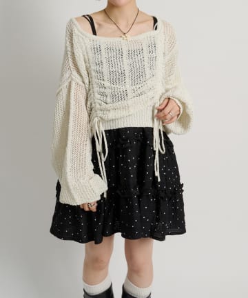 w closet(ダブルクローゼット) 【5色展開】ラメメッシュドロストニット