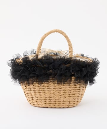 one after another NICE CLAUP(ワンアフターアナザー ナイスクラップ) チュール付きカゴバッグ