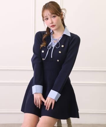 one after another NICE CLAUP(ワンアフターアナザー ナイスクラップ) シャツドッキングミニワンピース