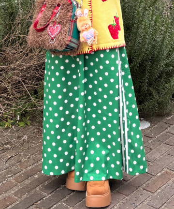 CIAOPANIC TYPY(チャオパニックティピー) 【himaコラボ】【HELLO.SANFRANCISCO/ハローサンフランシスコ】ドット柄サイドラインジャンパースカート