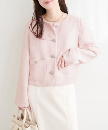 natural couture(ナチュラルクチュール) 〈airi〉キラキラ釦ツイードジャケット
